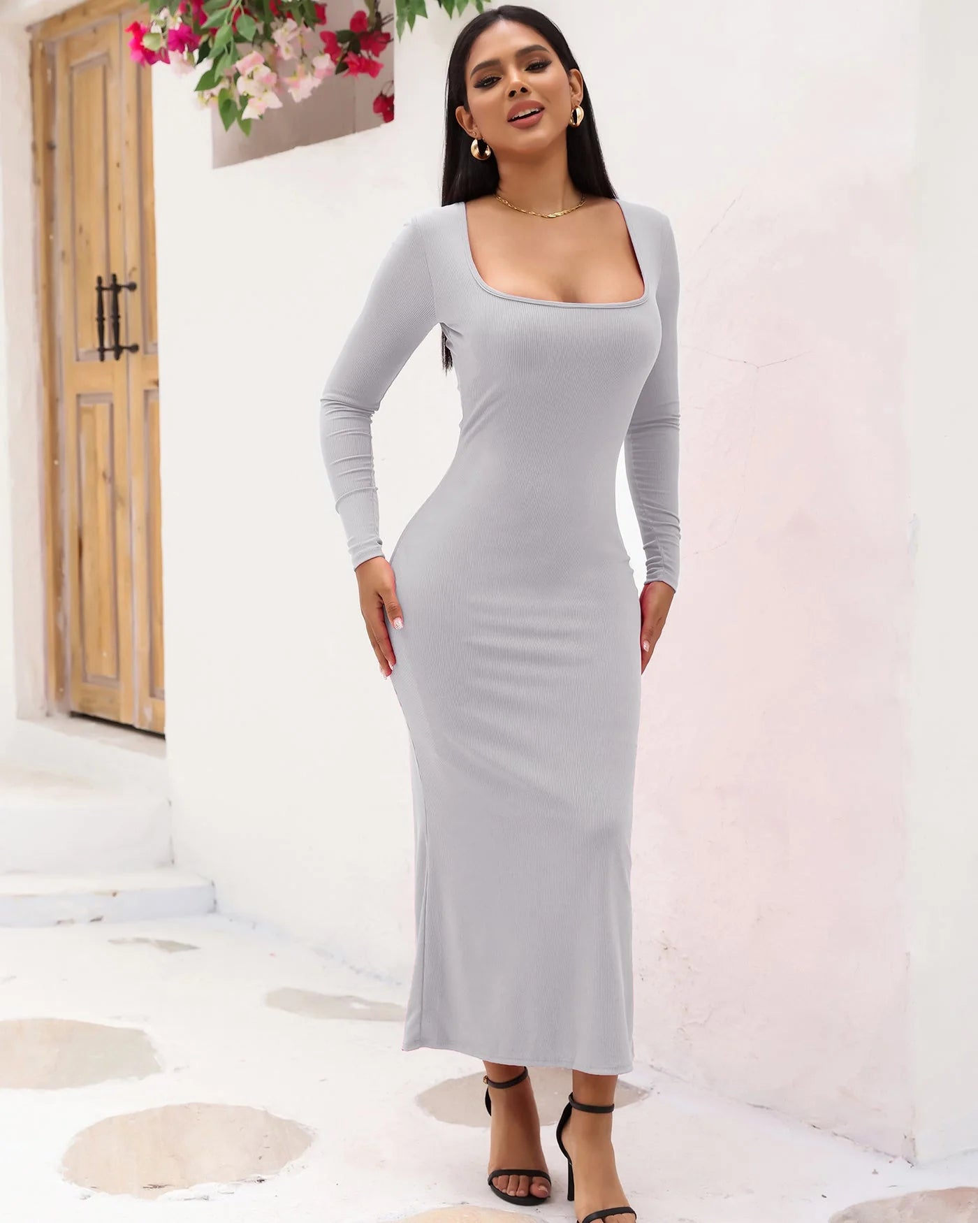 Longsleeve Dress with Built-In Shapewear